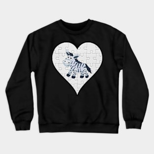 Jigsaw  Zebra Heart Design - Wild Animal Zebra Crewneck Sweatshirt